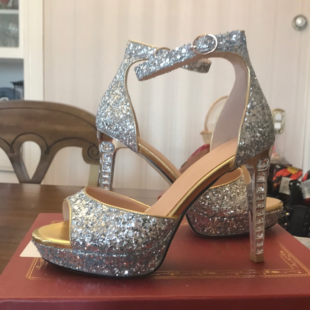 NWOT glitter & rhinestone sandals - Picture 3 of 6